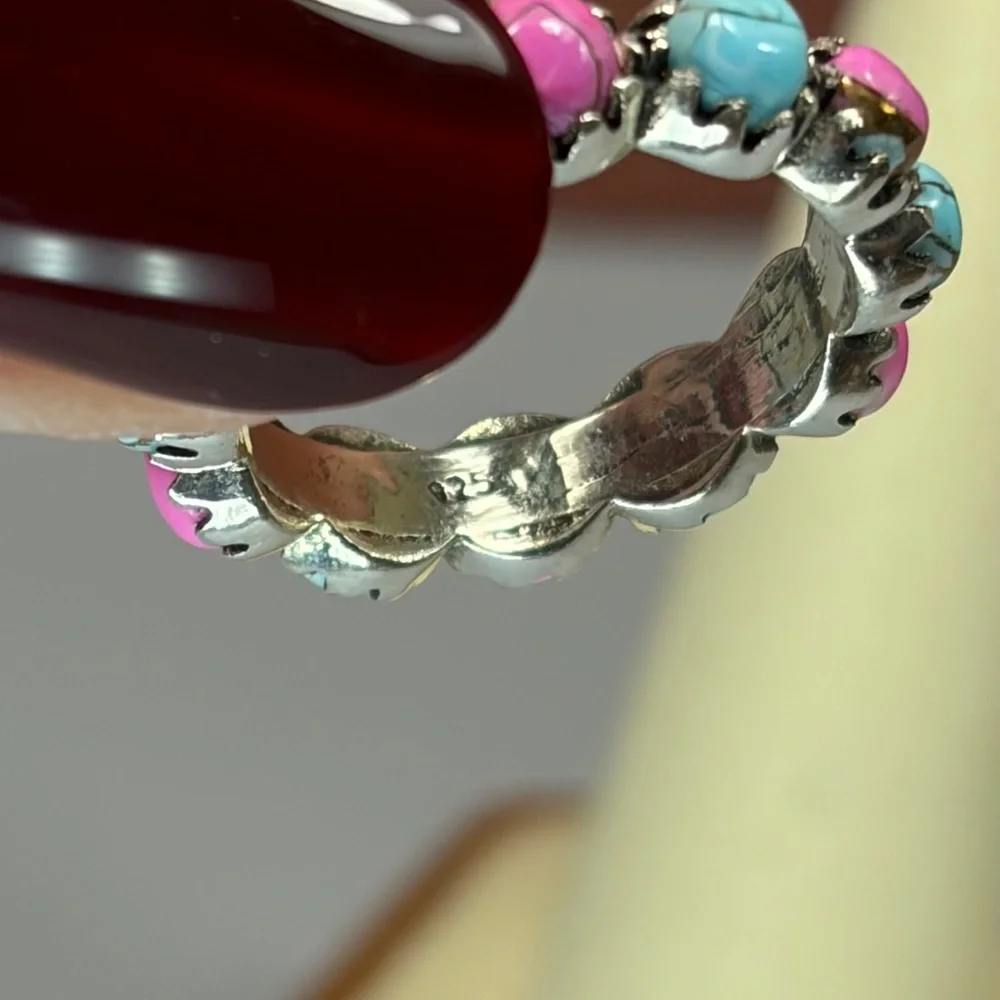 925 Sterling Silver Kingman Cotton Candy Eternity Ring
